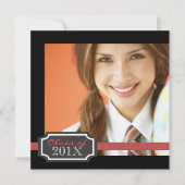 Classy Ribbon Square Photo Afstuderen Invitation Kaart (Voorkant)
