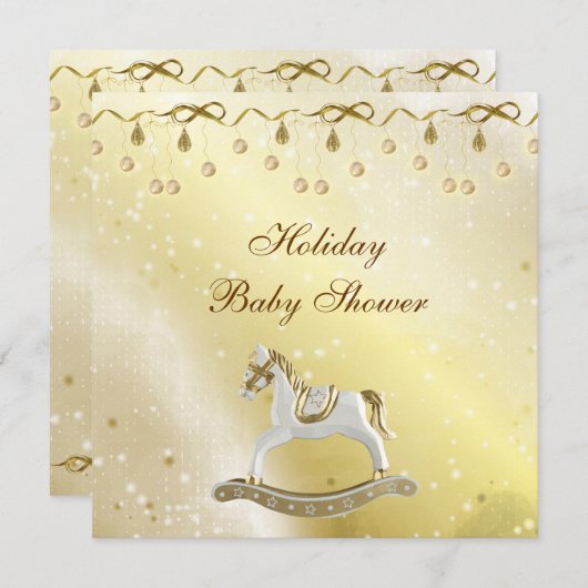 Classy Rocking Horse Neutraal kerstBaby shower Kaart (Voorkant / Achterkant)