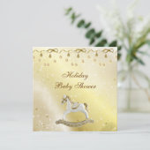 Classy Rocking Horse Neutraal kerstBaby shower Kaart (Staand voorkant)