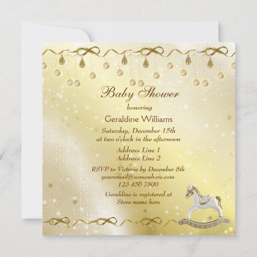 Classy Rocking Horse Neutraal kerstBaby shower Kaart (Achterkant)