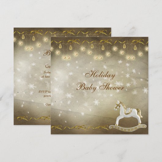 Classy Rocking Horse Neutraal kerstBaby shower Kaart (Voorkant / Achterkant)