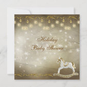 Classy Rocking Horse Neutraal kerstBaby shower Kaart (Voorkant)