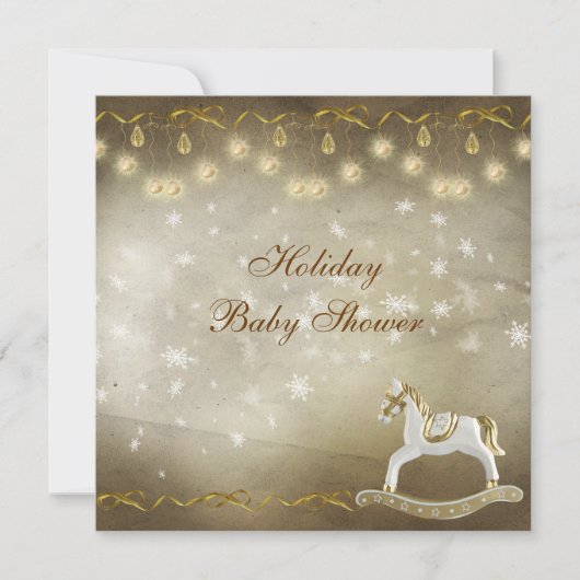 Classy Rocking Horse Neutraal kerstBaby shower Kaart (Voorkant)