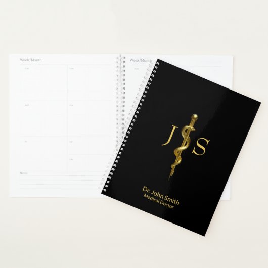 Classy Rod van Asclepius Medical Gold op zwart Planner (Display)
