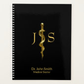 Classy Rod van Asclepius Medical Gold op zwart Planner (Voorkant)