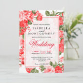 Classy rode bloemen bruiloft kaart (Staand voorkant)