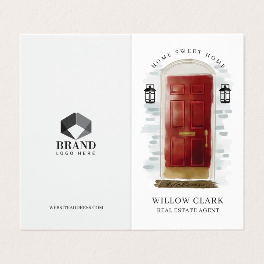 Classy rode Waterverf voordeur foto & diensten Visitekaartje (Buitenkant ongevouwen)