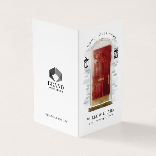 Classy rode Waterverf voordeur foto & diensten Visitekaartje (Buitenkant)