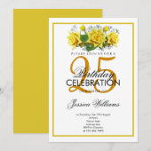 Classy Romantische Gele Rozen Verjaardag Kaart (Voorkant / Achterkant)