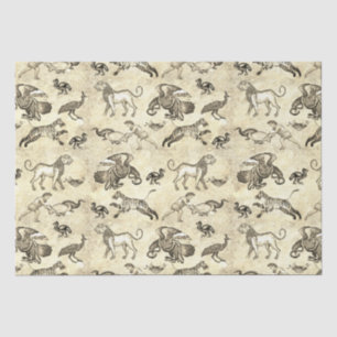 Classy Romeins Mozaïek Dieren Beige Tissuepapier