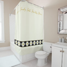 Classy romige witte madeliefje met zwart douchegordijn
