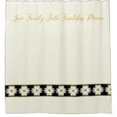 Classy romige witte madeliefje met zwart douchegordijn (Voorkant)