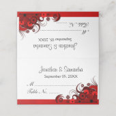 Classy Rood en Wit Hibiscus Bloemen Gevouwen Tafel Plaatskaartje (Buitenkant ongevouwen)