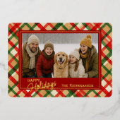 Classy rood groen geplakt Waterverf patroon en gou Folie Feestdagenkaart (Voorkant)