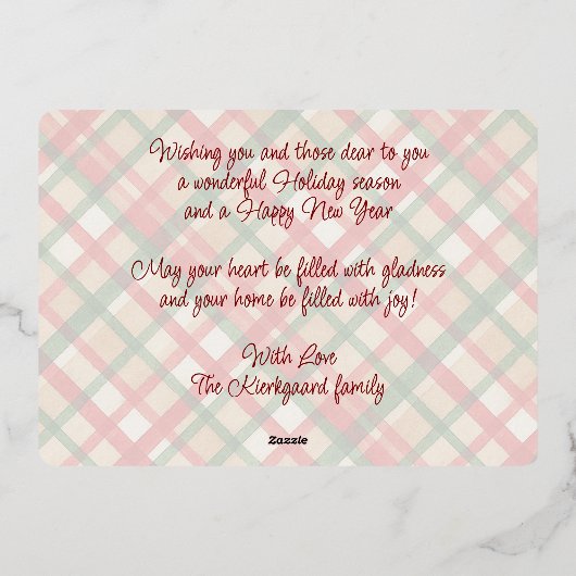 Classy rood groen geplakt Waterverf patroon en gou Folie Feestdagenkaart (Achterkant)