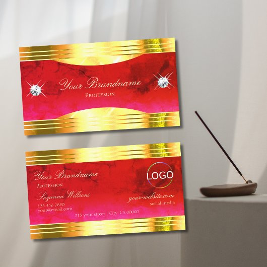 Classy rood marmer glanzend goud grenst aan Logo d Visitekaartje
