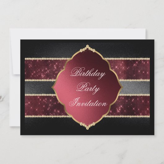 Classy rood, zwart & gouden juwelen versierd Verja Kaart (Voorkant)