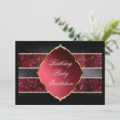 Classy rood, zwart & gouden juwelen versierd Verja Kaart (Staand voorkant)