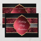 Classy rood, zwart & gouden juwelen versierd Verja Kaart (Voorkant / Achterkant)