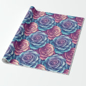 Classy Roos Flower Boho Wrapping Paper Cadeaupapier (Uitgerold)