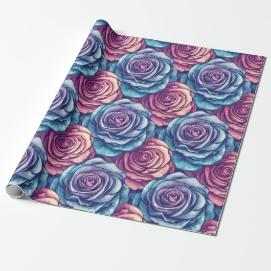 Classy Roos Flower Boho Wrapping Paper Cadeaupapier (Uitgerold)