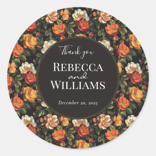 Classy Roos Flower Rustic Wedding Sticker (Voorkant)