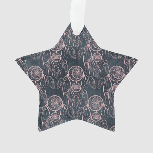 Classy Roos Gold dreamcatcher Gray Pattern Ornament (achterkant)