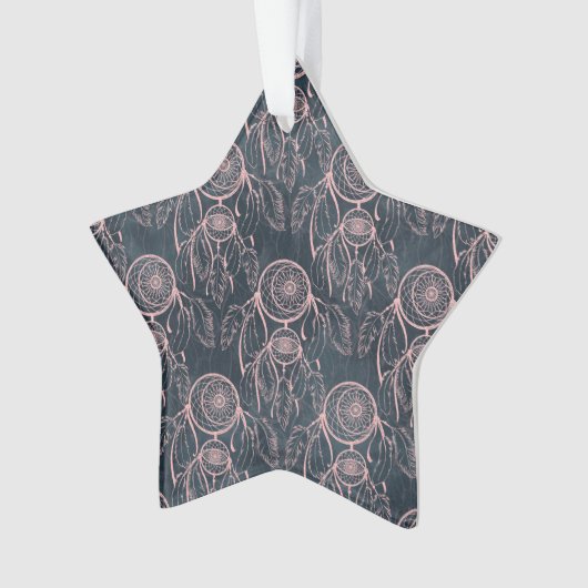 Classy Roos Gold dreamcatcher Gray Pattern Ornament (voorkant)