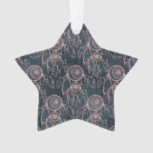 Classy Roos Gold dreamcatcher Gray Pattern Ornament