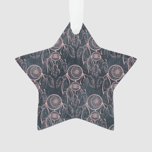 Classy Roos Gold dreamcatcher Gray Pattern Ornament (voorkant)