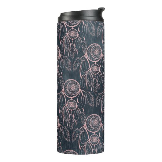 Classy Roos Gold dreamcatcher Gray Pattern Thermosbeker (Gedraaid links)