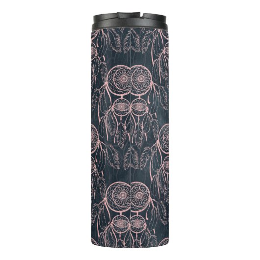 Classy Roos Gold dreamcatcher Gray Pattern Thermosbeker (Achterkant)