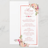 Classy Roos Gold Lijst Floral Wedding Menu (Voorkant / Achterkant)