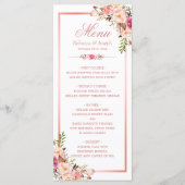 Classy Roos Gold Lijst Floral Wedding Menu (Voorkant)