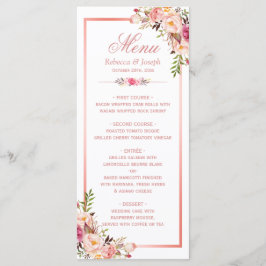 Classy Roos Gold Lijst Floral Wedding Menu