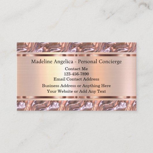 Classy Roos Gold Personal Concierge Visitekaartjes (Voorkant)
