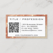 Classy Roos Gold White Lichtgevende Glitter QR-cod Visitekaartje (Achterkant)