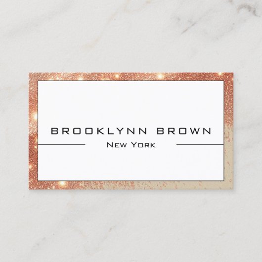 Classy Roos Gold White Lichtgevende Glitter QR-cod Visitekaartje (Voorkant)