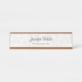 Classy Roos Gold White marmer Modern Elegant Bureau Naambordje (Voorkant)