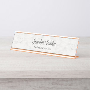 Classy Roos Gold White marmer Modern Elegant Bureau Naambordje