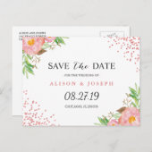 Classy Roos Gouden Stippen Bloemen Bruiloft Save t Aankondigingskaart (Voorkant / Achterkant)