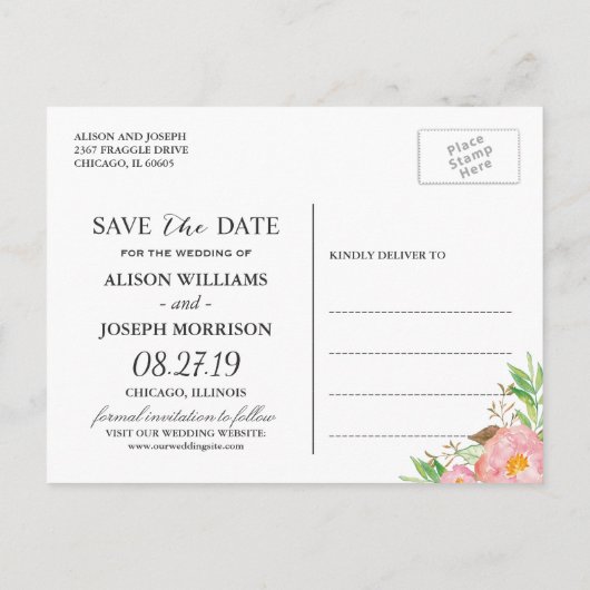 Classy Roos Gouden Stippen Bloemen Bruiloft Save t Aankondigingskaart (Achterkant)