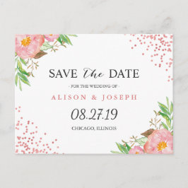 Classy Roos Gouden Stippen Bloemen Bruiloft Save t Aankondigingskaart