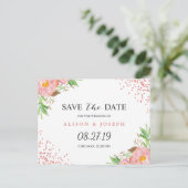 Classy Roos Gouden Stippen Bloemen Bruiloft Save t Aankondigingskaart (Staand voorkant)