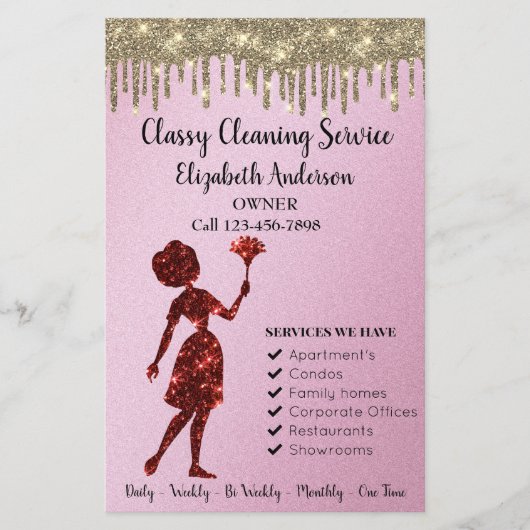 Classy Roos Logo Maid Schoonmaakdiensten Modern Flyer (Voorkant)