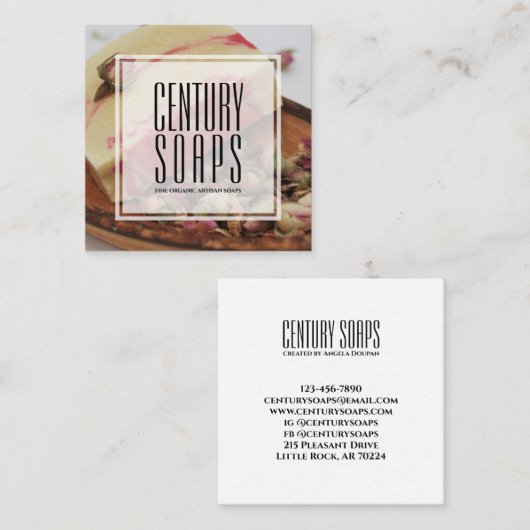 Classy Roos Organic Artisan Soap Company Vierkante Visitekaartje (Voorkant / Achterkant)