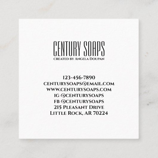 Classy Roos Organic Artisan Soap Company Vierkante Visitekaartje (Achterkant)