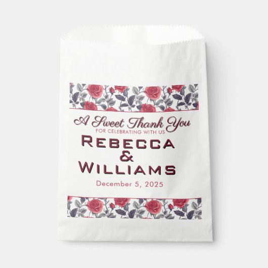 Classy Roos Tuin Thema bruiloft Bedankzakje (Voorkant)