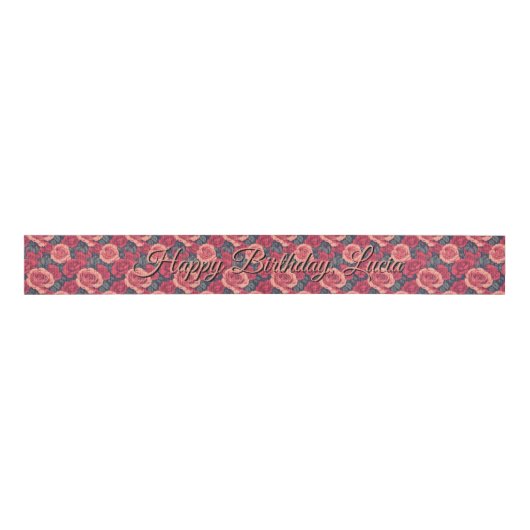Classy Rose Flower Her Birthday Grosgrain Lint (Voorkant)