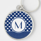Classy Royal Blue Custom Monogram Button Sleutelha Sleutelhanger (Voorkant)